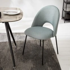 Mørteens Chaise capitonnée Ikley - Tissu / Métal - Noir - Gris menthe - Lot de 2 -Chaises Soldes 1000312593 211210 092458000116 MOOD DETAILS P000000001000312593 mood