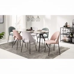 Mørteens Chaise capitonnée Ikley - Tissu / Métal - Noir - Gris menthe - Lot de 2 -Chaises Soldes 1000312593 211210 092458000118 MOOD DETAILS P000000001000312593 mood