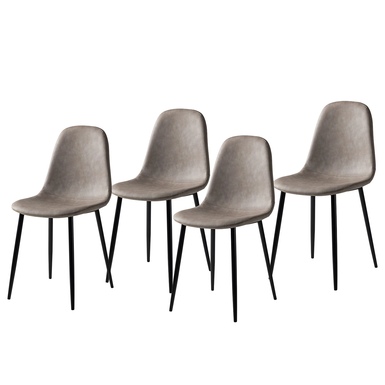 Mørteens Chaise capitonnée Iskmo VII - Imitation cuir / Métal - Noir - Taupe - Lot de 4 3 Mørteens Chaise capitonnée Iskmo VII - Imitation cuir / Métal - Noir - Taupe - Lot de 4
