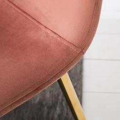 Jack & Alice Chaise Yoyce II - Velours / Métal - Doré - Velours Tiru: Saumon - Lot de 4 -Chaises Soldes 1000312631 211206 08175300078 DETAILS P000000001000312631