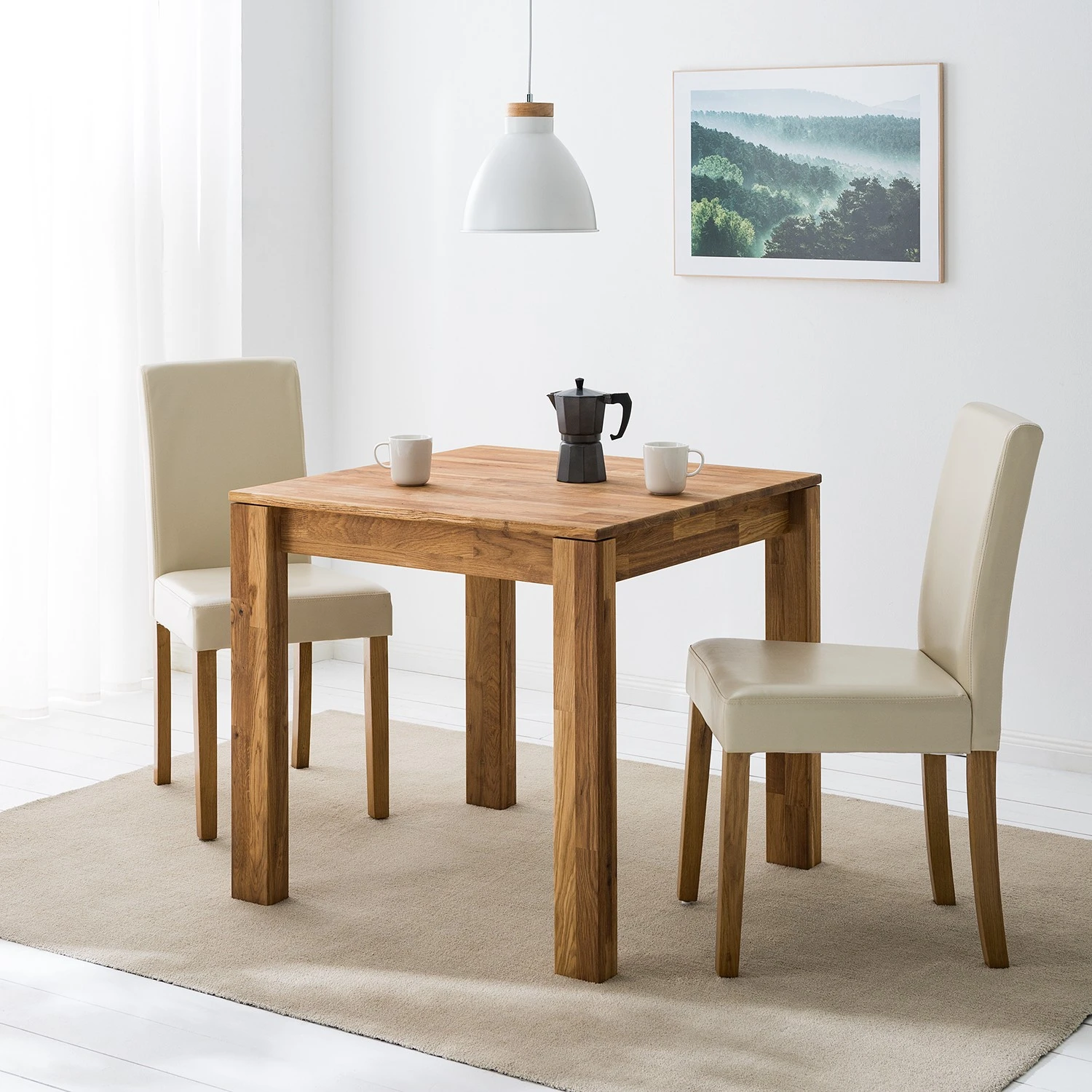 Ars Natura Chaise capitonnée Nella I - Beige - Lot de 4 4 Ars Natura Chaise capitonnée Nella I - Beige - Lot de 4 – Image 2