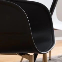 Mørteens Chaise à accoudoirs Odon - Matière plastique / Métal - Imitation chêne - Noir - Lot de 2 -Chaises Soldes 1000312639 211202 13441600065 DETAILS P000000001000312639