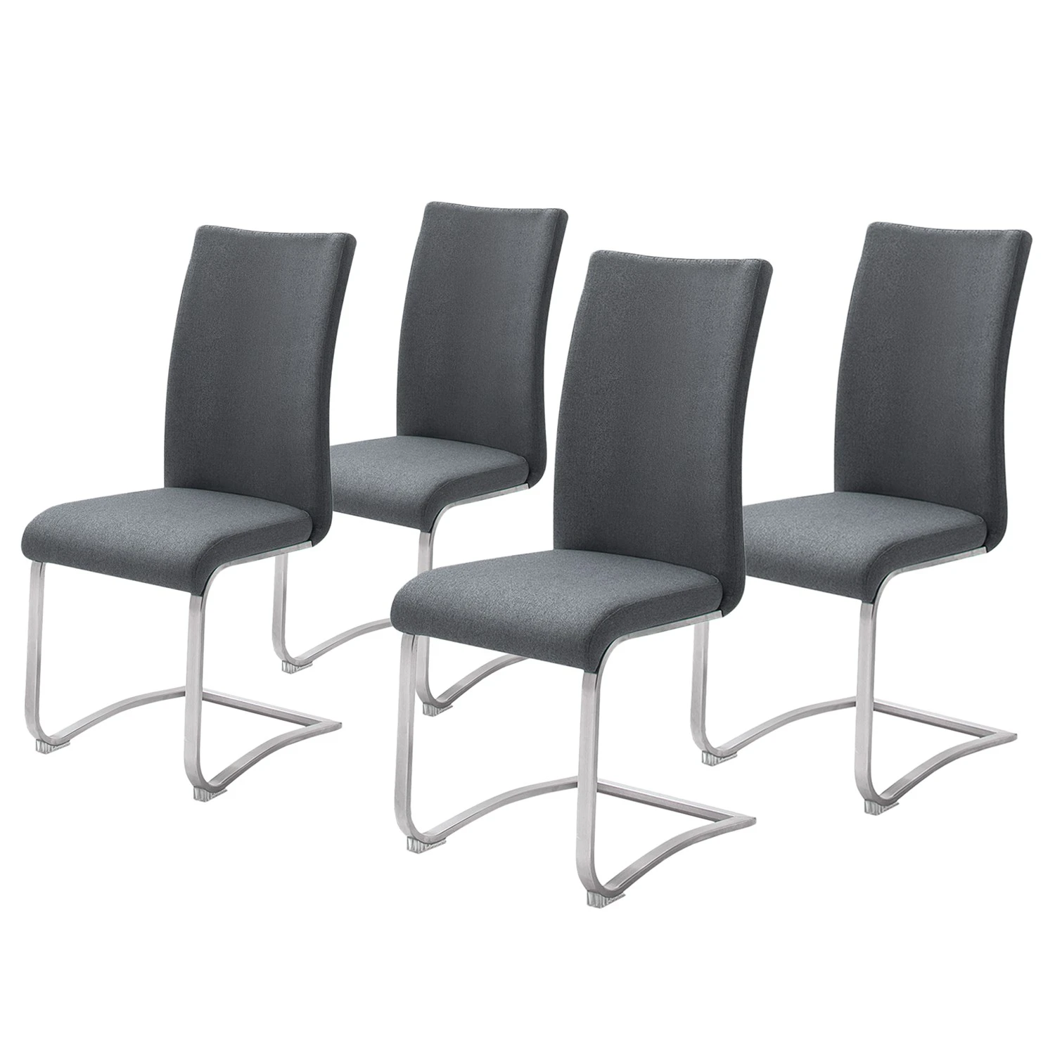 Fredriks Chaises cantilever Marco II - Tissage à plat / Acier inoxydable - Anthracite - Lot de 4 3 Fredriks Chaises cantilever Marco II - Tissage à plat / Acier inoxydable - Anthracite - Lot de 4