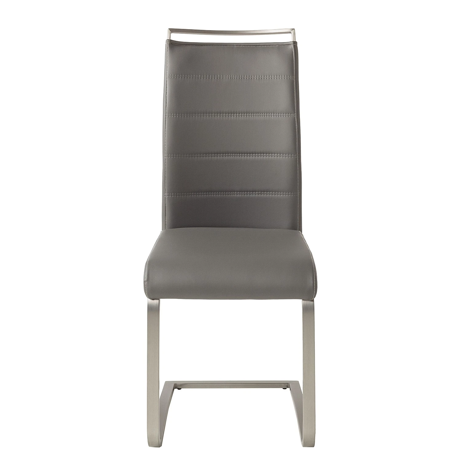 Fredriks Chaise cantilever Lezuza - Cuir synthétique Leja: Gris - Lot de 4 5 Fredriks Chaise cantilever Lezuza - Cuir synthétique Leja: Gris - Lot de 4 – Image 3