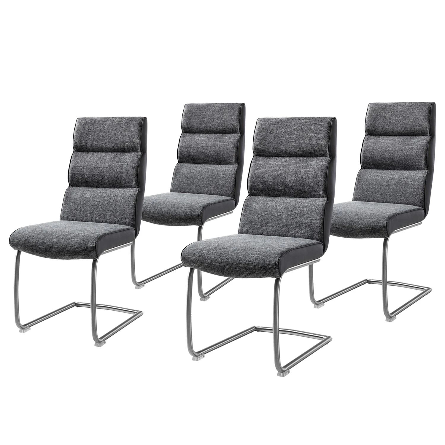 Fredriks Chaise cantilever Abenra - Tissu structuré / Acier - Acier inoxydable - Gris - Lot de 4 3 Fredriks Chaise cantilever Abenra - Tissu structuré / Acier - Acier inoxydable - Gris - Lot de 4