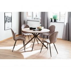 Loftscape Chaises Liena - Microfibre / Métal - Noir - Sable vintage - Lot de 4 -Chaises Soldes 1000313389 211209 14223000048 MOOD DETAILS P000000001000313389 mood