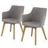 Loftscape Chaises à accoudoirs Kampen II (2) - Tissu / Chêne massif - Gris clair / Chêne -Chaises Soldes 1000319569 220128 12565800010 IMAGE P000000001000319569