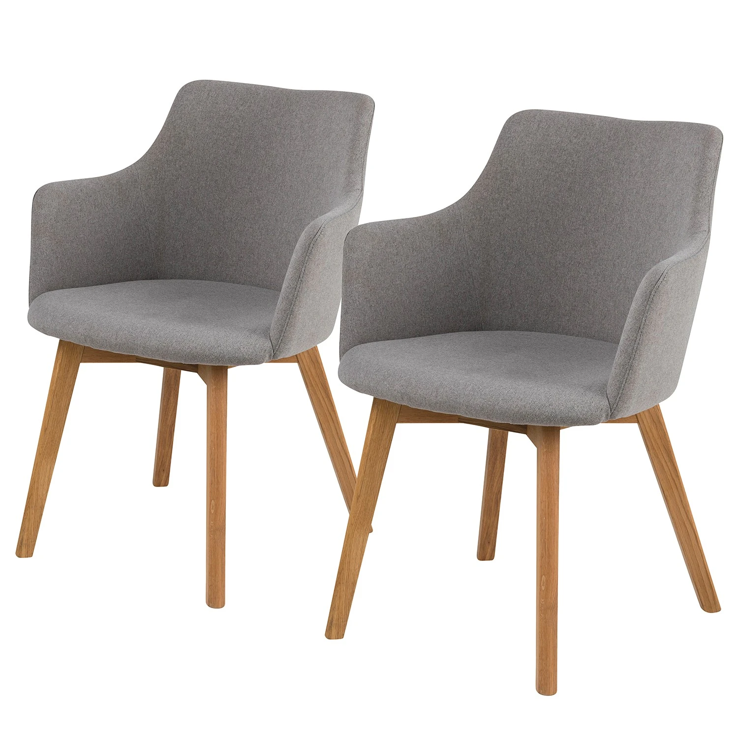 Loftscape Chaises à accoudoirs Kampen II (2) - Tissu / Chêne massif - Gris clair / Chêne 3 Loftscape Chaises à accoudoirs Kampen II (2) - Tissu / Chêne massif - Gris clair / Chêne