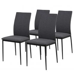 Loftscape Chaises capitonnées Domenica II (4) - Tissu / Fer - Gris / Noir