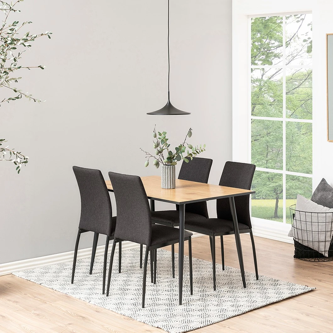 Loftscape Chaises capitonnées Domenica II (4) - Tissu / Fer - Gris / Noir 4 Loftscape Chaises capitonnées Domenica II (4) - Tissu / Fer - Gris / Noir – Image 2