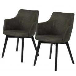 Loftscape Chaises à accoudoirs Kampen I (lot de 2) - Vert olive foncé