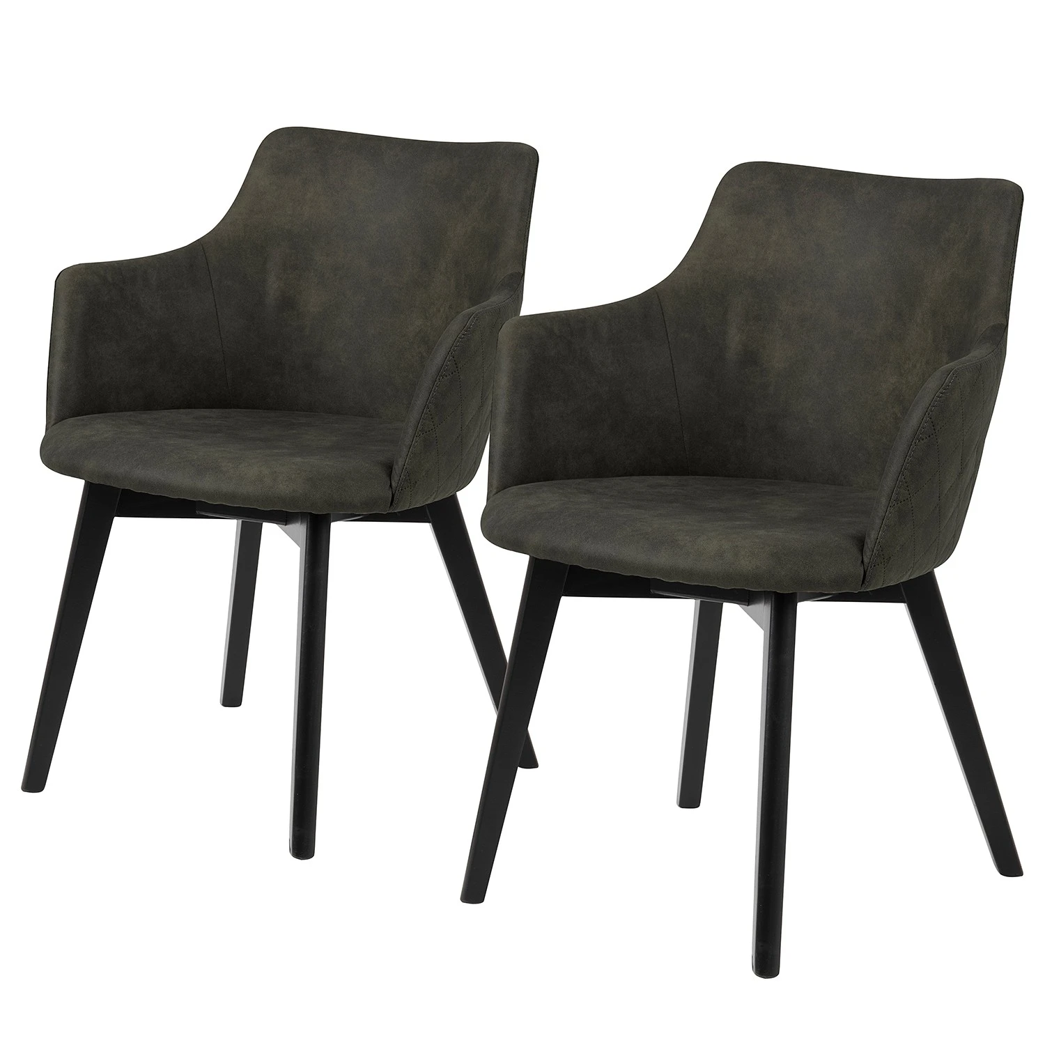 Loftscape Chaises à accoudoirs Kampen I (lot de 2) - Vert olive foncé 3 Loftscape Chaises à accoudoirs Kampen I (lot de 2) - Vert olive foncé