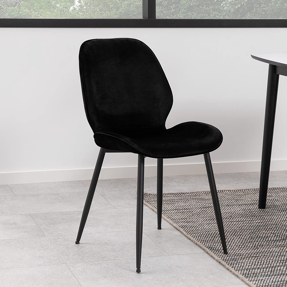 Loftscape Chaises capitonnées Kerang II (lot de 2) - Velours / Fer - Noir 4 Loftscape Chaises capitonnées Kerang II (lot de 2) - Velours / Fer - Noir – Image 2