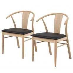Loftscape Chaises Porras I (lot de 2) - Noir / Imitation chĂȘne clair