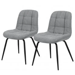 Loftscape Chaises capitonnées Oline (lot de 2) - Tissu / Fer - Gris clair / Noir