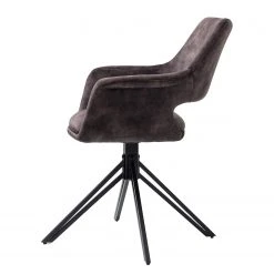 Loftscape Chaises à accoudoirs Moala II (lot de 2) - Velours / Acier - Gris vintage / Noir -Chaises Soldes 1000329352 220203 161419000040 DETAILS P000000001000329352