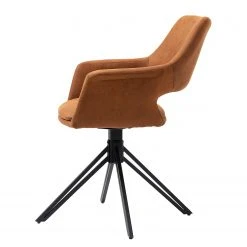 Loftscape Chaises à accoudoirs Moala I (lot de 2) - Microfibre / Acier - Marron vintage / Noir -Chaises Soldes 1000329355 220203 16142000040 DETAILS P000000001000329355