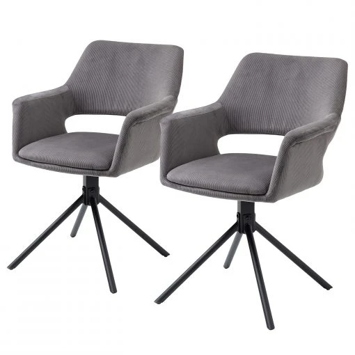 Loftscape Chaises à accoudoirs Keldur I (lot de 2) - Corde / Acier - Gris / Noir -Chaises Soldes 1000329356 220203 16142000010 IMAGE P000000001000329356