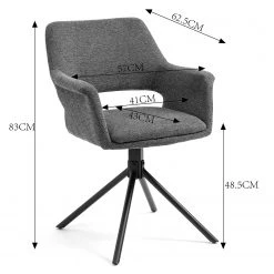 Loftscape Chaises à accoudoirs Keldur I (lot de 2) - Corde / Acier - Gris / Noir -Chaises Soldes 1000329356 220203 161421000500 SKETCH DETAILS P000000001000329356 sketch