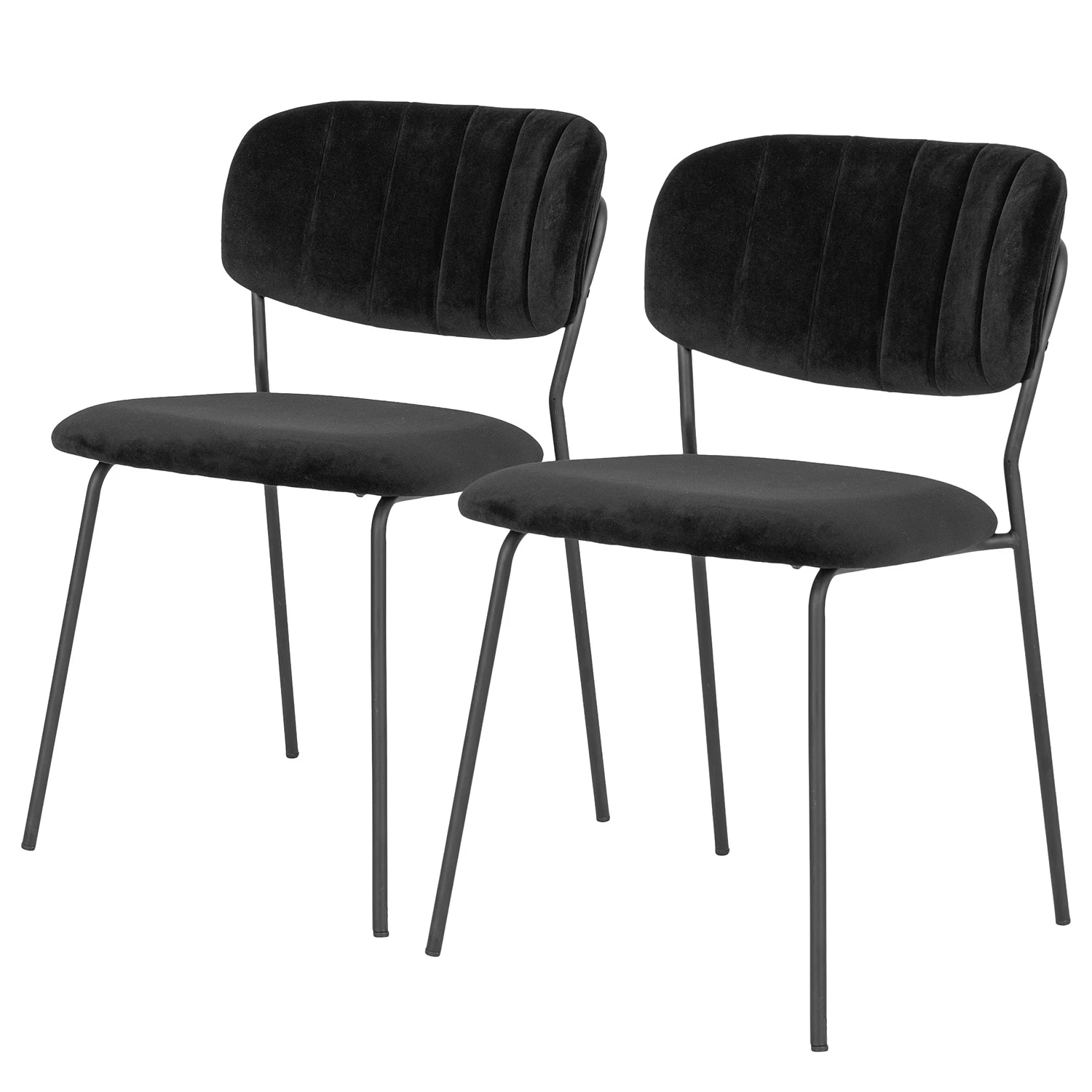Loftscape Chaises capitonnées Muel II (lot de 2) - Velours / Acier - Noir / Anthracite 3 Loftscape Chaises capitonnées Muel II (lot de 2) - Velours / Acier - Noir / Anthracite