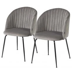 Loftscape Chaises Lumi III (lot de 2) - Velours / Acier - Gris / Noir