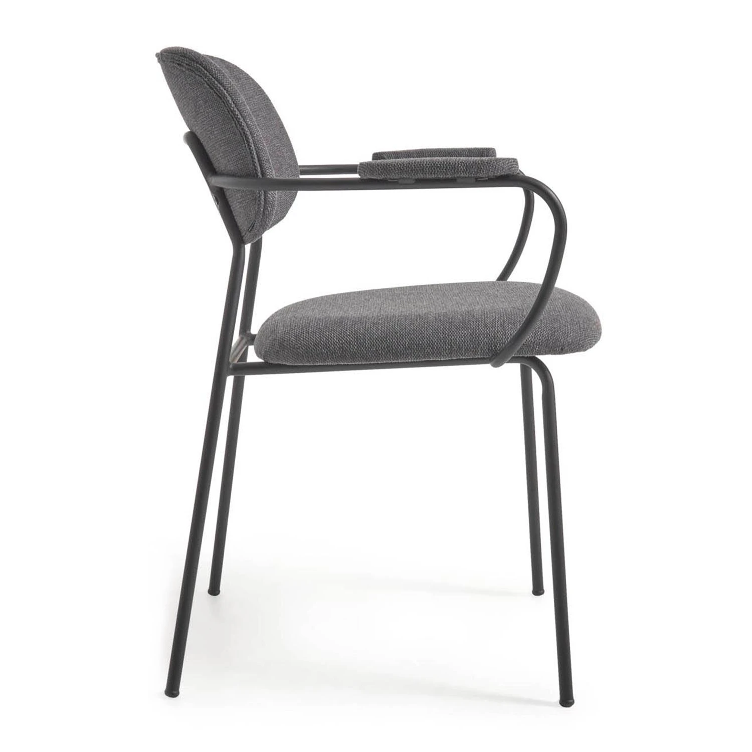 Loftscape Chaises à accoudoirs Sean II (lot de 2) - Chenille / Acier - Gris / Noir 7 Loftscape Chaises à accoudoirs Sean II (lot de 2) - Chenille / Acier - Gris / Noir – Image 5