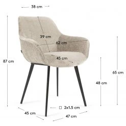 Loftscape Chaises à accoudoirs Sophie (lot de 2) - Blanc ivoire -Chaises Soldes 1000340230 220414 500 SKETCH DETAILS P000000001000340230 sketch