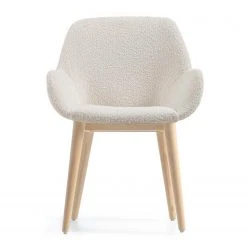 Loftscape Chaises à accoudoirs Kusamo V (lot de 4) - Tissu structuré - Blanc / Frêne -Chaises Soldes 1000340256 220414 030 DETAILS P000000001000340256