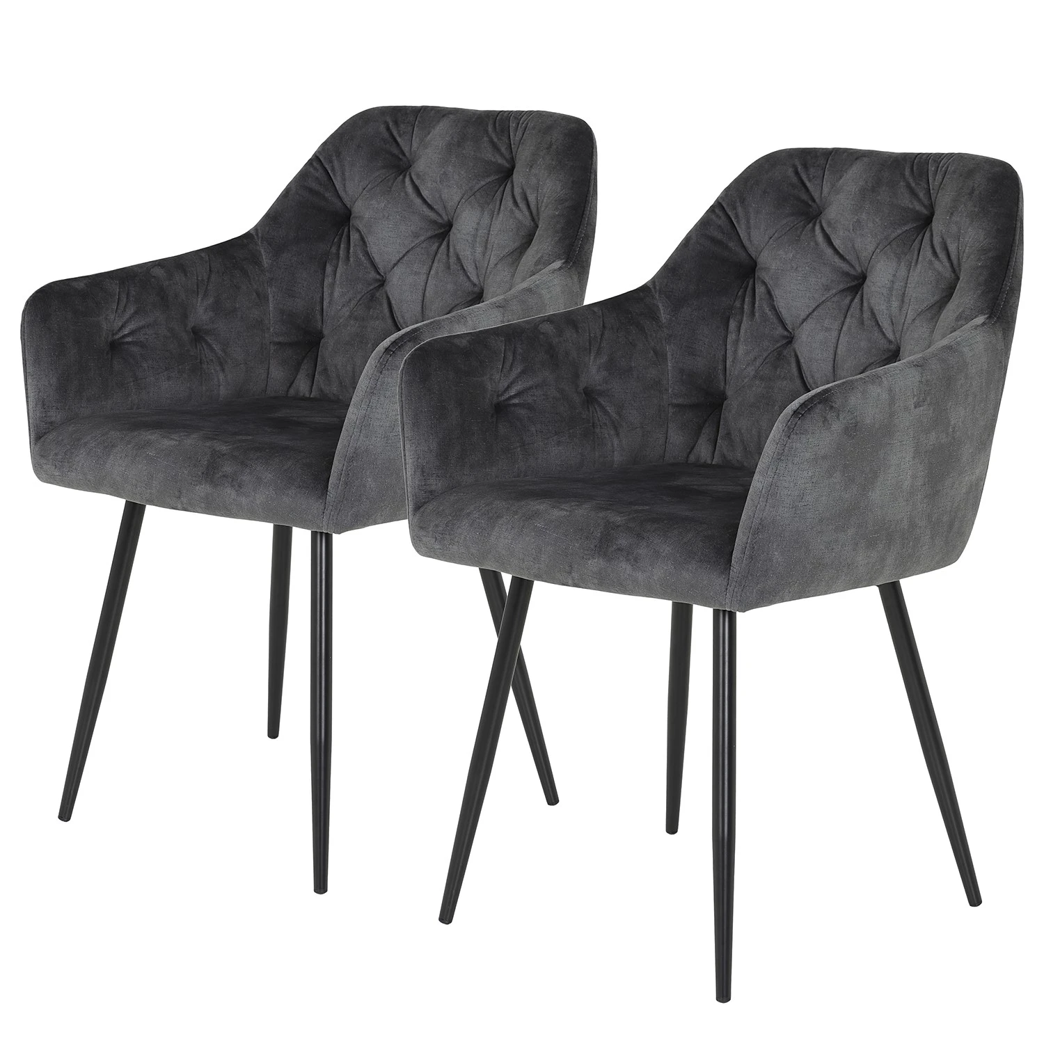 Red Living Chaises à accoudoirs Portol (lot de 2) - Gris 3 Red Living Chaises à accoudoirs Portol (lot de 2) - Gris