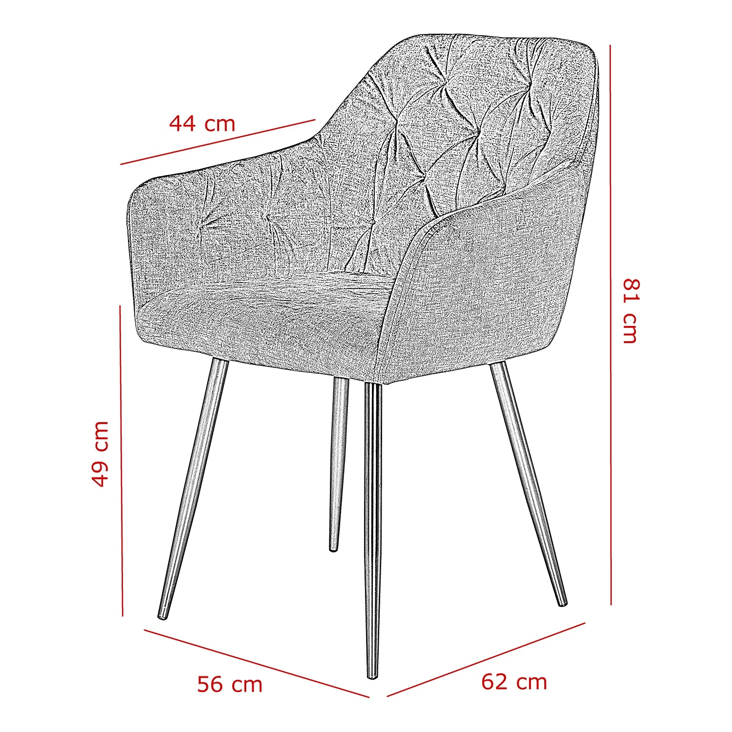 Red Living Chaises à accoudoirs Portol (lot de 2) - Gris 10 Red Living Chaises à accoudoirs Portol (lot de 2) - Gris – Image 8