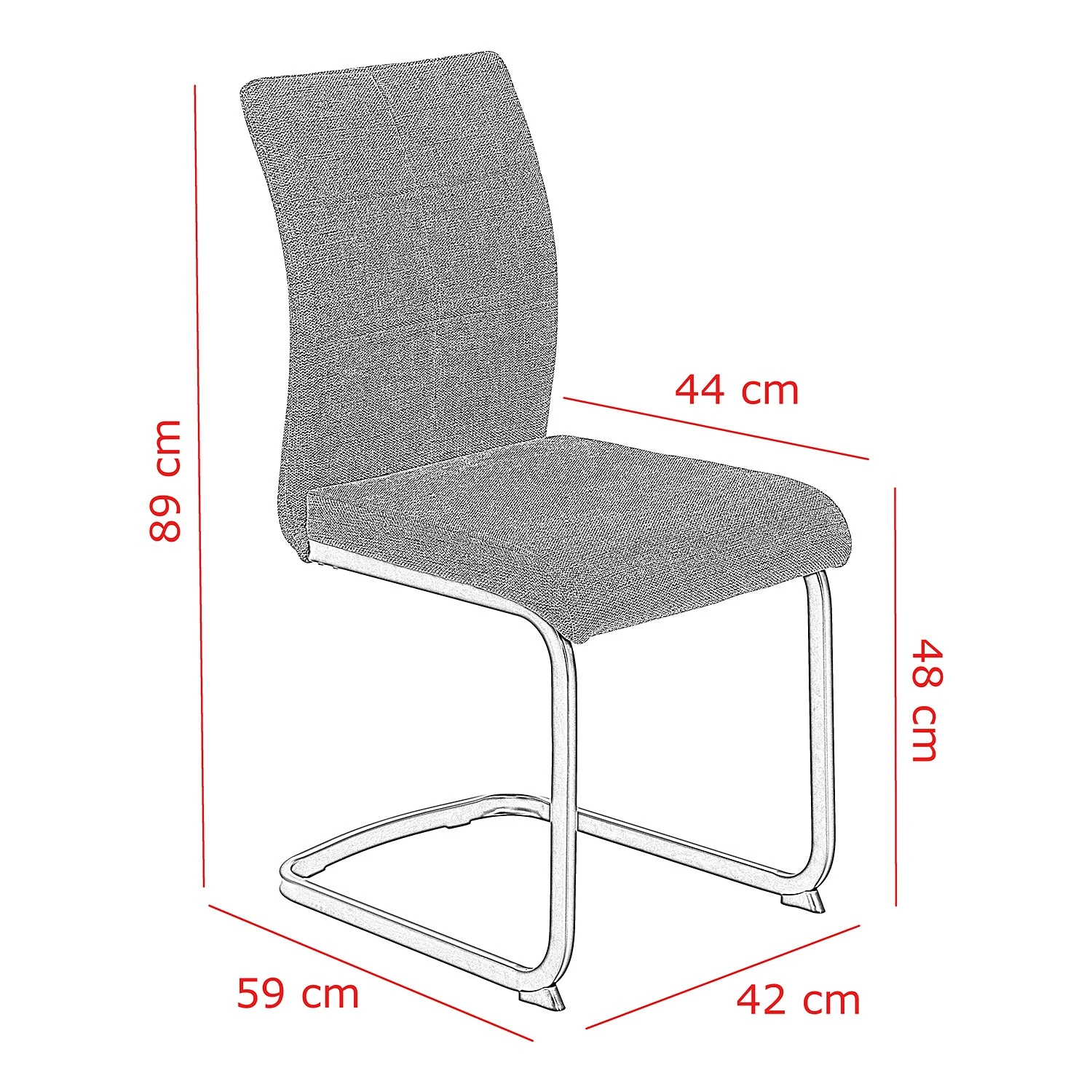 Red Living Chaises cantilever Playa II (lot de 2) - Tissu / Acier - Gris / Noir 9 Red Living Chaises cantilever Playa II (lot de 2) - Tissu / Acier - Gris / Noir – Image 7