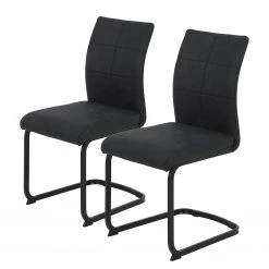 Red Living Chaises cantilever Playa (lot de 2) - Microfibre / Acier - Anthracite / Noir
