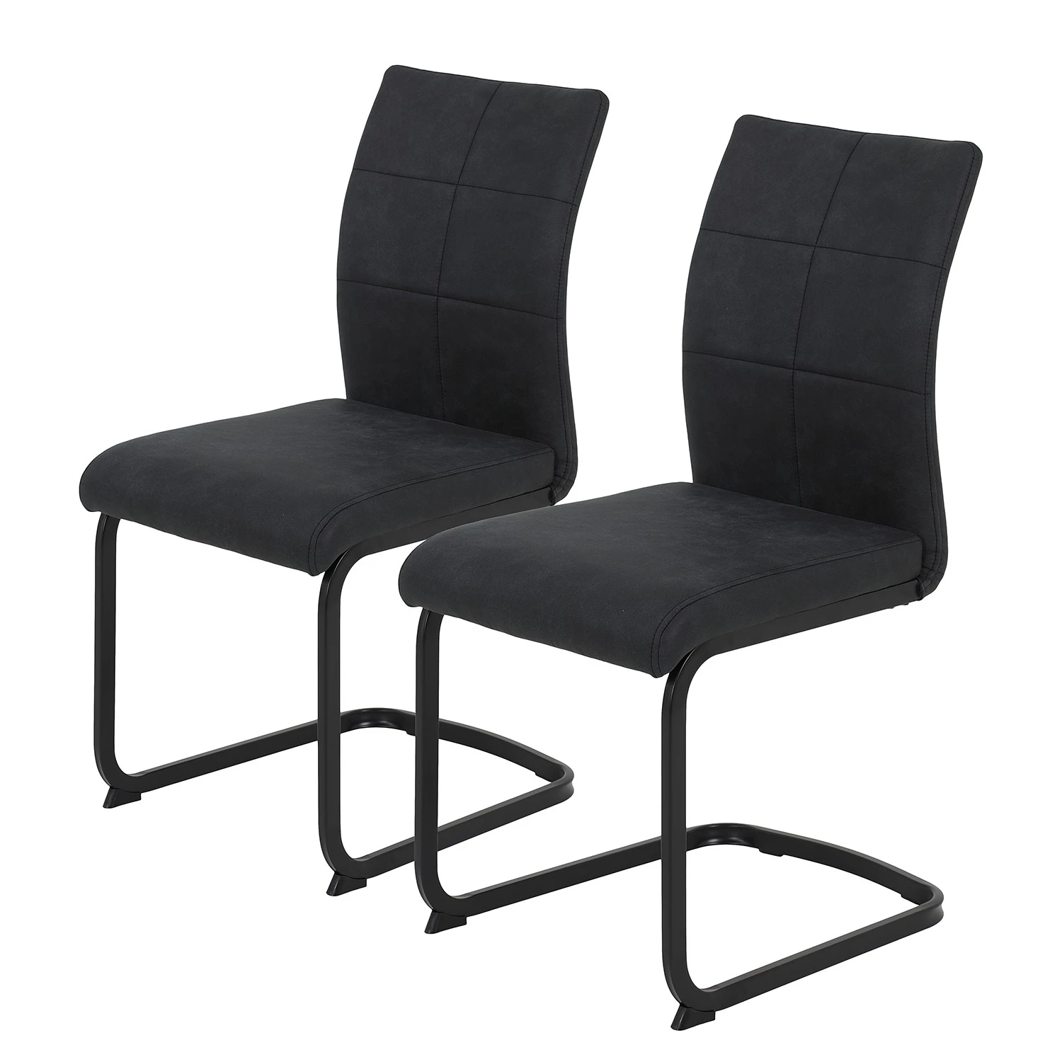 Red Living Chaises cantilever Playa (lot de 2) - Microfibre / Acier - Anthracite / Noir 3 Red Living Chaises cantilever Playa (lot de 2) - Microfibre / Acier - Anthracite / Noir