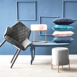 Butlers Chaises à accoudoirs VELVET (lot de 2) - Polyester / Métal - Gris -Chaises Soldes 1000343995 220406 022 MOOD DETAILS P000000001000343995 mood