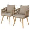 Norrwood Chaises Secu (lot de 2) - Tissu / Acacia massif - Taupe / Acacia
