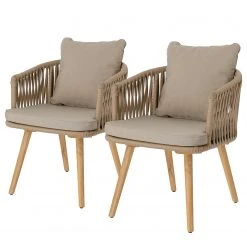 Norrwood Chaises Secu (lot de 2) - Tissu / Acacia massif - Taupe / Acacia