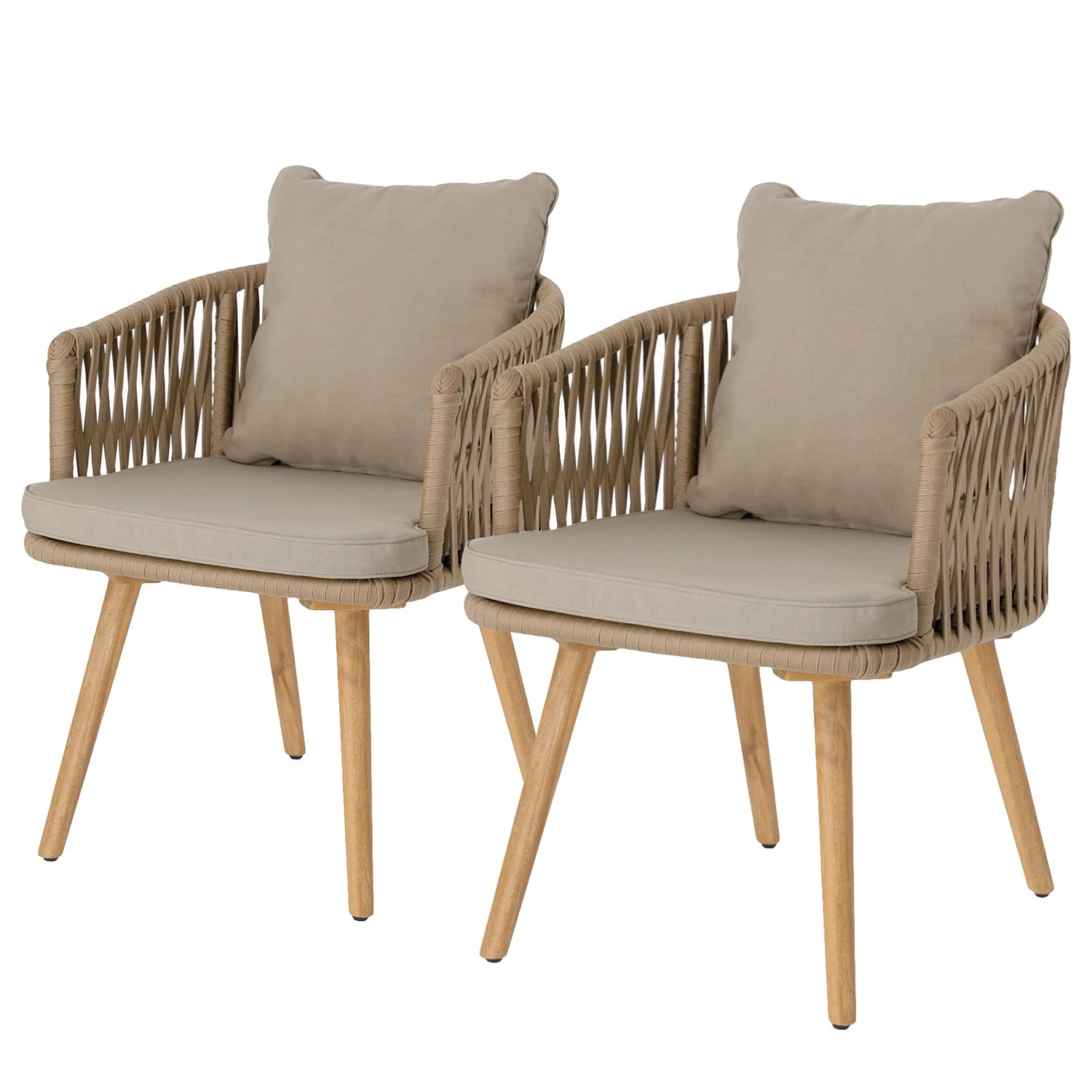 Norrwood Chaises Secu (lot de 2) - Tissu / Acacia massif - Taupe / Acacia 3 Norrwood Chaises Secu (lot de 2) - Tissu / Acacia massif - Taupe / Acacia
