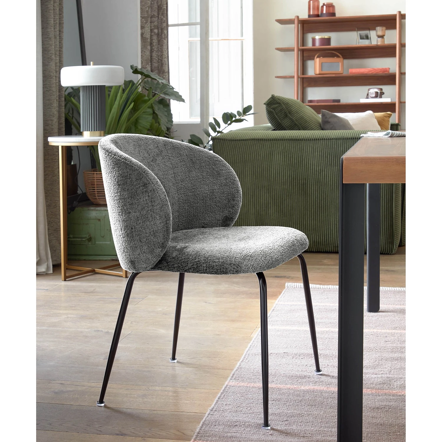 Red Living Chaises Sibari (lot de 2) - Chenille / Acier - Gris / Noir 4 Red Living Chaises Sibari (lot de 2) - Chenille / Acier - Gris / Noir – Image 2