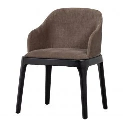 Loftscape Chaise à accoudoirs Valdes - Tissu / Hévéa massif - Taupe / Noir