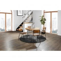 Ars manufacti Chaises de bar Blasdell (lot de 2) - Cuir véritable / Métal - Marron vintage/ Laiton vieilli -Chaises Soldes 1000352078 220520 023 MOOD DETAILS P000000001000352078 mood