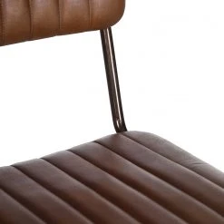 Ars manufacti Chaises de bar Blasdell (lot de 2) - Cuir véritable / Métal - Marron vintage/ Laiton vieilli -Chaises Soldes 1000352078 220520 030 DETAILS P000000001000352078