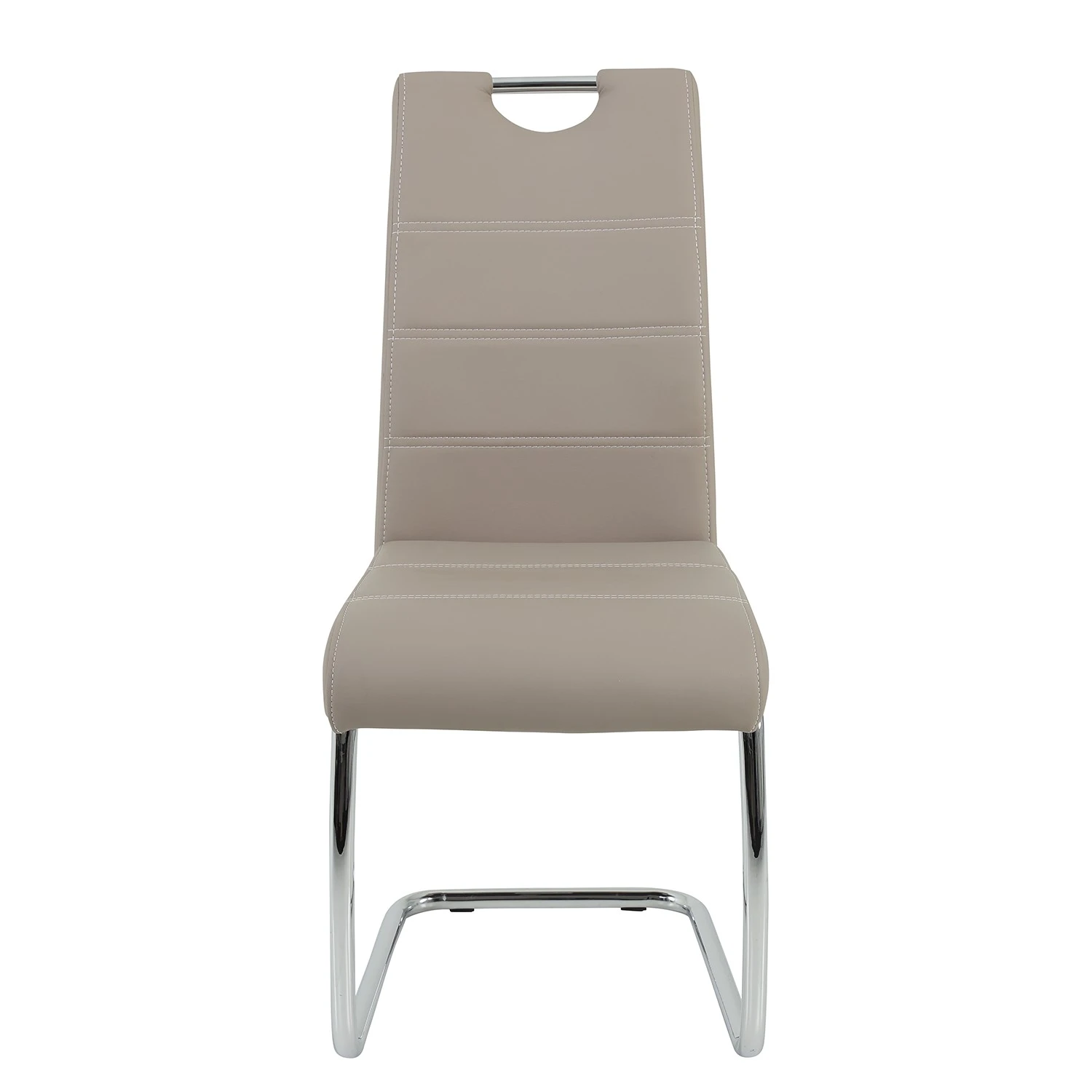 Loftscape Chaise cantilever La Paz - Imitation cuir / Métal - Chrome - Cappuccino - Lot de 4 6 Loftscape Chaise cantilever La Paz - Imitation cuir / Métal - Chrome - Cappuccino - Lot de 4 – Image 4