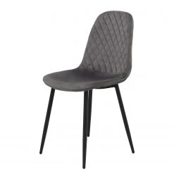 Jack & Alice Chaise Rudine - Microfibre/ Acier - Noir - Gris - Lot de 4 -Chaises Soldes 1000352405 220610 030 DETAILS P000000001000352405