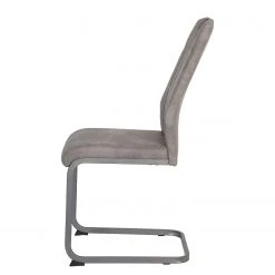 Loftscape Chaise cantilever Cotulla - Microfibre / Métal - Noir - Gris vintage - Lot de 4 -Chaises Soldes 1000352412 220610 050 DETAILS P000000001000352412