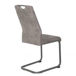 Loftscape Chaise cantilever Cotulla - Microfibre / Métal - Noir - Gris vintage - Lot de 4 -Chaises Soldes 1000352412 220610 060 DETAILS P000000001000352412