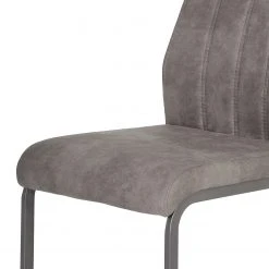 Loftscape Chaise cantilever Cotulla - Microfibre / Métal - Noir - Gris vintage - Lot de 4 -Chaises Soldes 1000352412 220610 081 DETAILS P000000001000352412