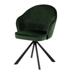 Loftscape Chaise à accoudoirs Chamby I - Velours / Fer - Vert foncé / Noir