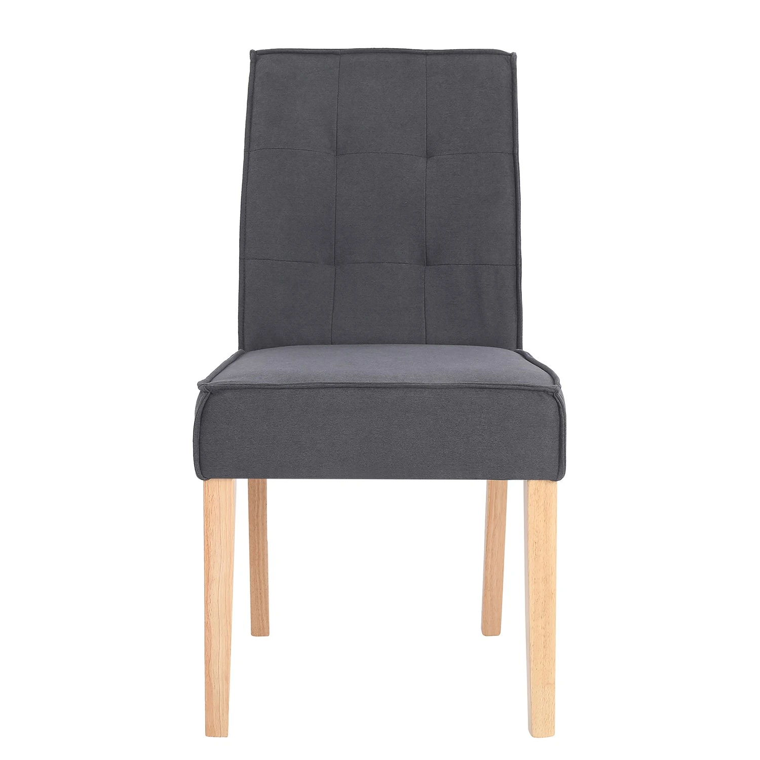 Loftscape Chaises capitonnées Alcoy (lot de 2) - Tissu / Hévéa massif - Gris / Hévéa 4 Loftscape Chaises capitonnées Alcoy (lot de 2) - Tissu / Hévéa massif - Gris / Hévéa – Image 2