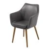 Mørteens Chaises à accoudoirs Nicholas - Cuir synthétique Aken: Gris clair vintage - 1 chaise -Chaises Soldes armlehnenstuhl nicholas i kunstleder hellgrau 3784828