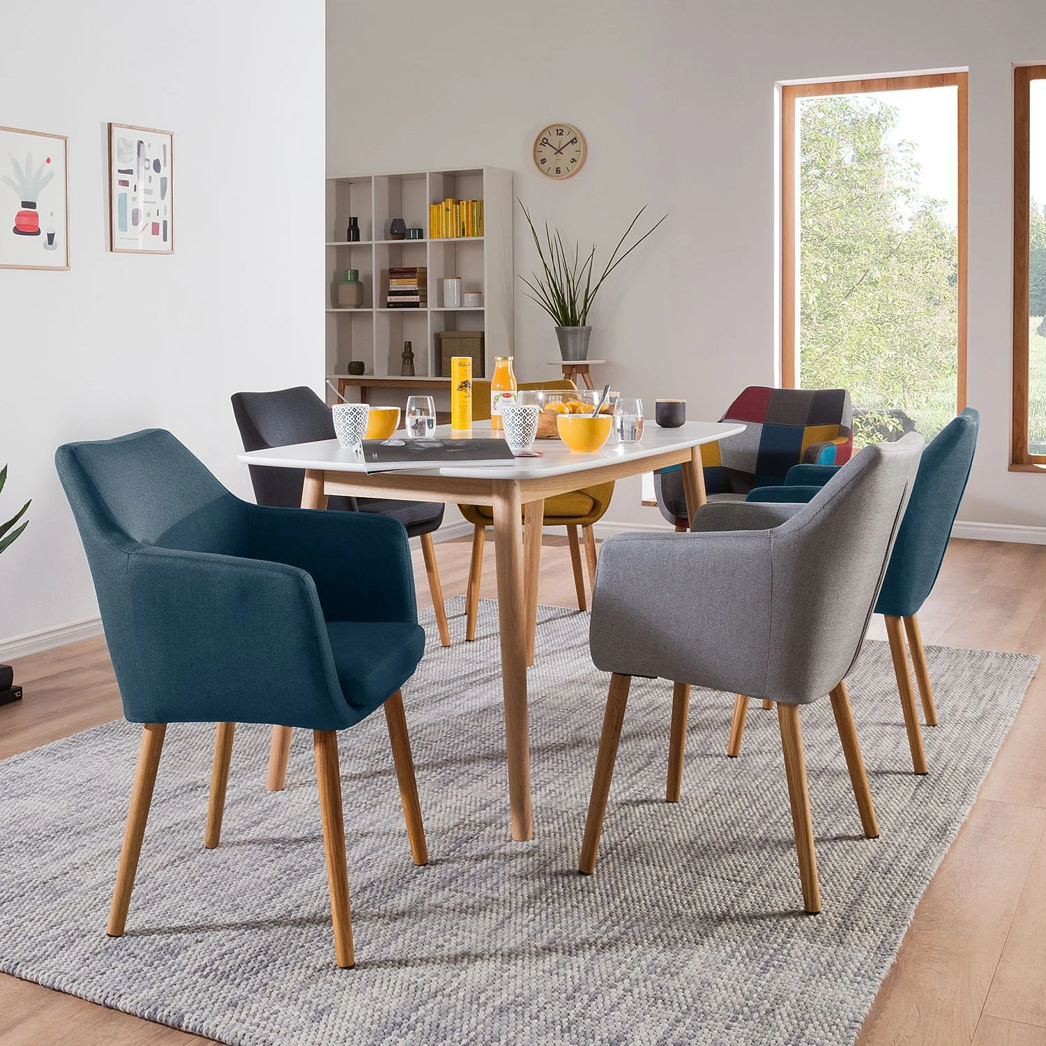 Mørteens Chaises à accoudoirs Nicholas - Tissu Cors: Bleu jean - 1 chaise 4 Mørteens Chaises à accoudoirs Nicholas - Tissu Cors: Bleu jean - 1 chaise – Image 2